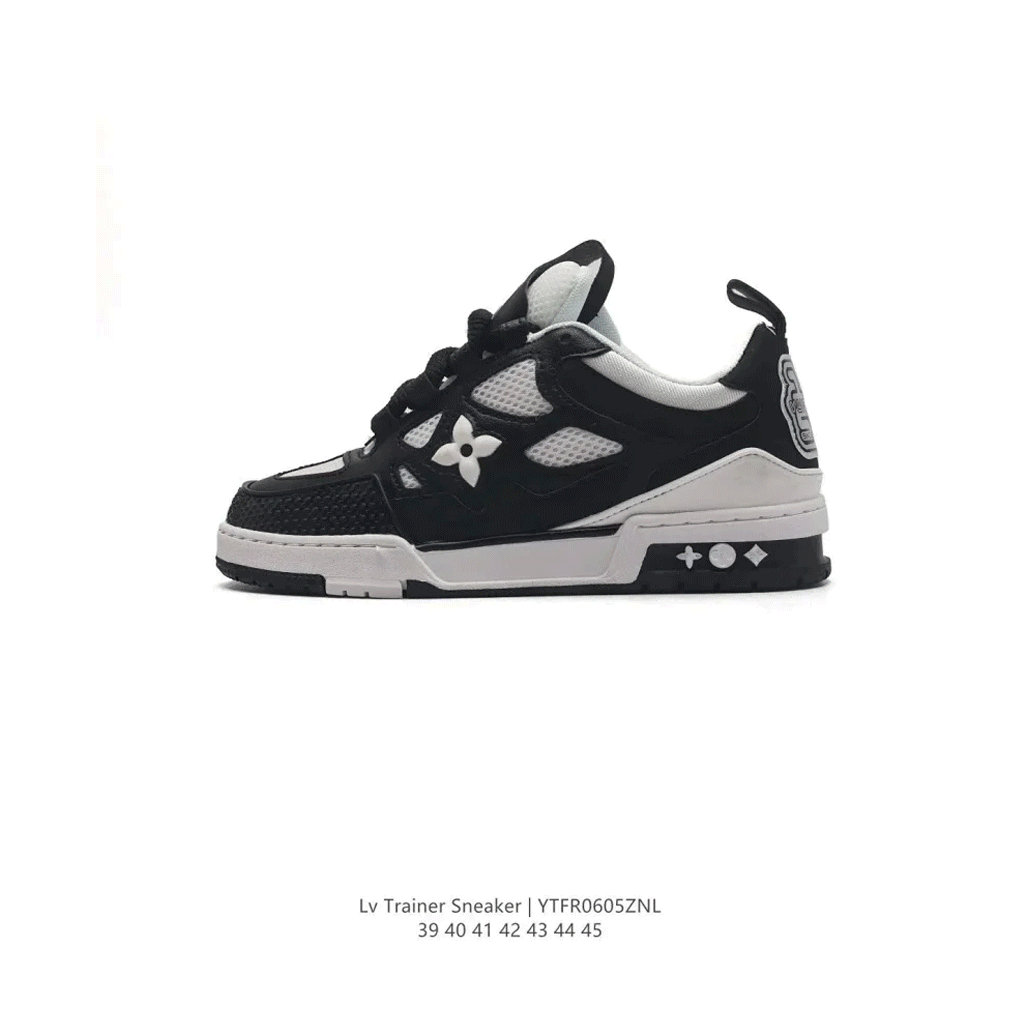 Lv Trainer Sneaker Black White