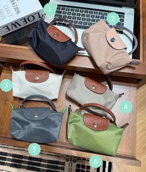 Longchamp Le Pliage Mini Handbag in Navy, Beige, White, Gray, Green - 1