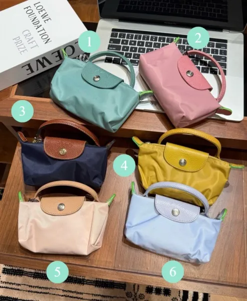 Longchamp Le Pliage Mini Handbag in Mint, Pink, Navy, Yellow, Beige, and Sky Blue - 1