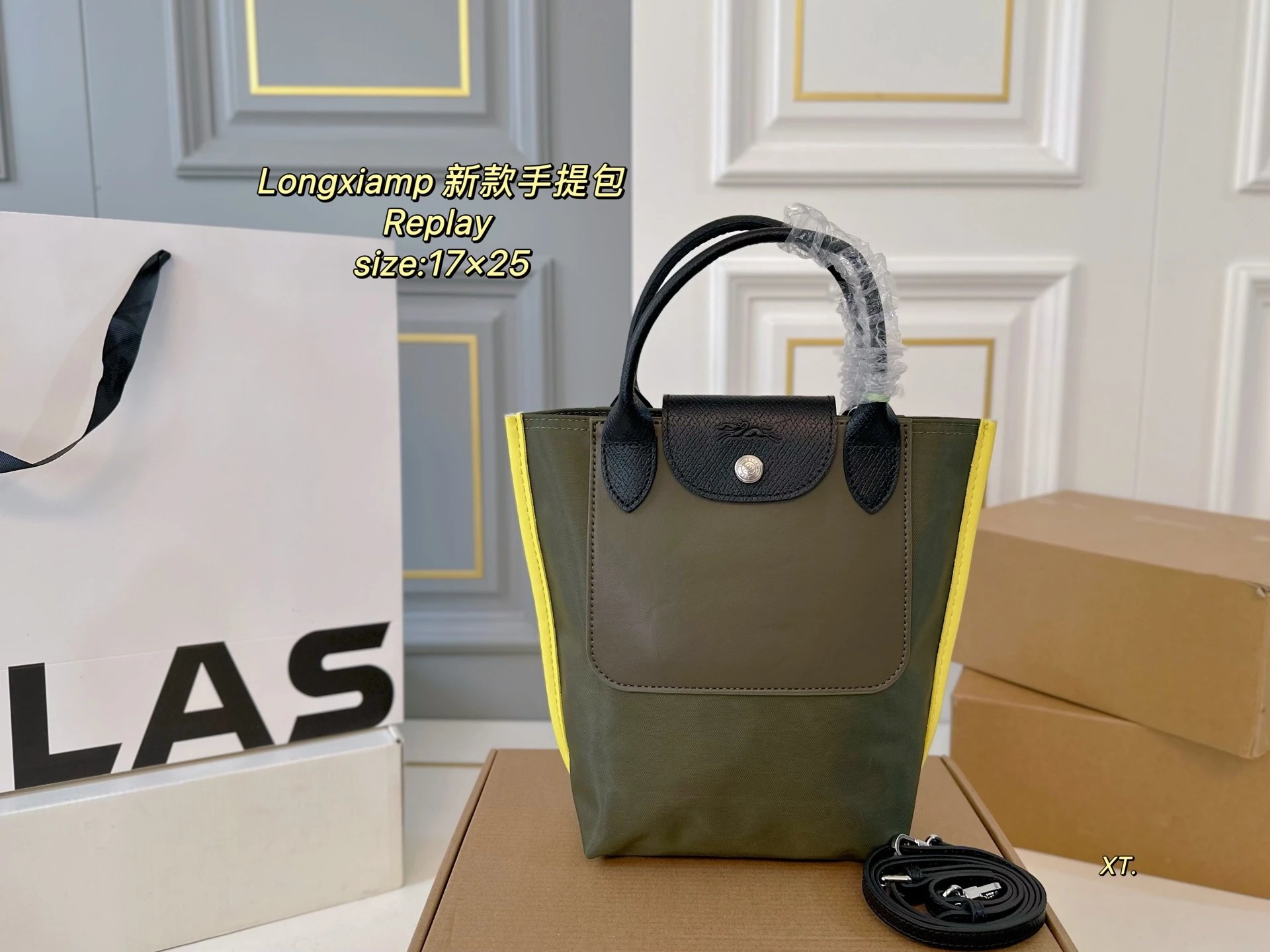 Longchamp Le Pliage Cuir Mini Backpack Black / Gray / Beige - 12