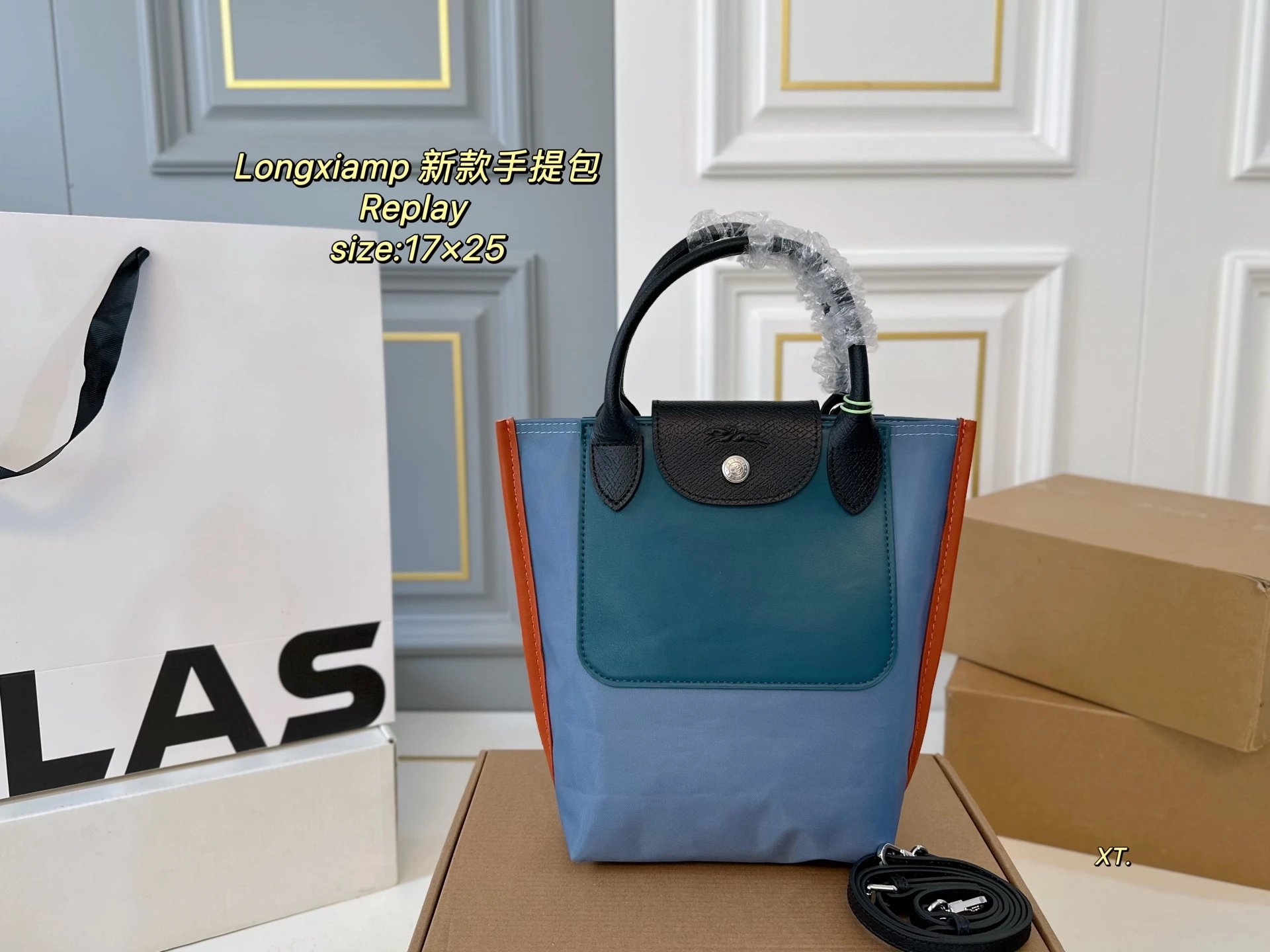 Longchamp Le Pliage Cuir Mini Backpack Black / Gray / Beige - 11