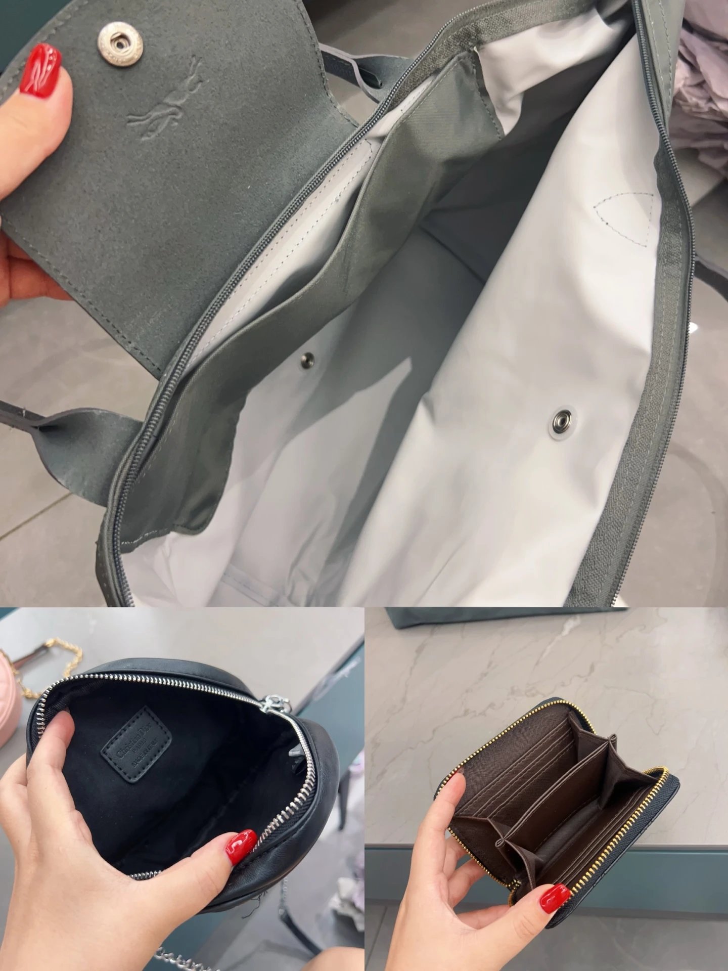 Longchamp Le Pliage Cuir Mini Backpack Black / Gray / Beige - 5