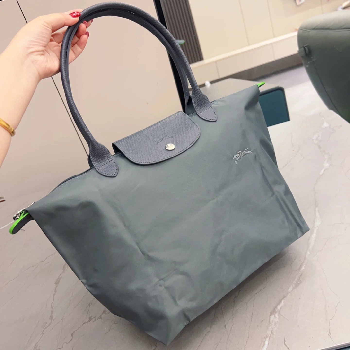 Longchamp Le Pliage Cuir Mini Backpack Black / Gray / Beige - 8