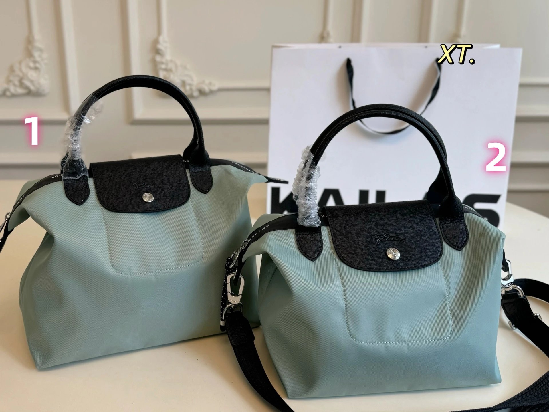 Longchamp Le Pliage Cuir Mini Backpack Black / Gray / Beige - 16