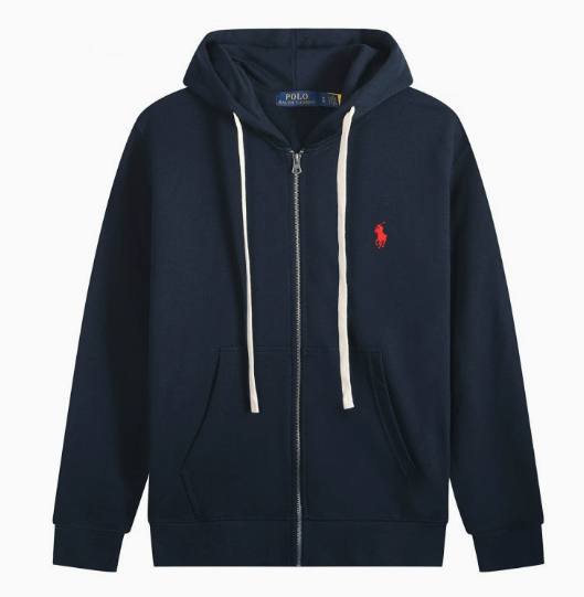 White Drawstring Zip Royal Blue Red Label