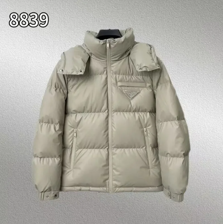 Prada Down Jackets Hooded and stand-collar puffer designs with triangular logo plaque — Hoodless Down Jacket 2