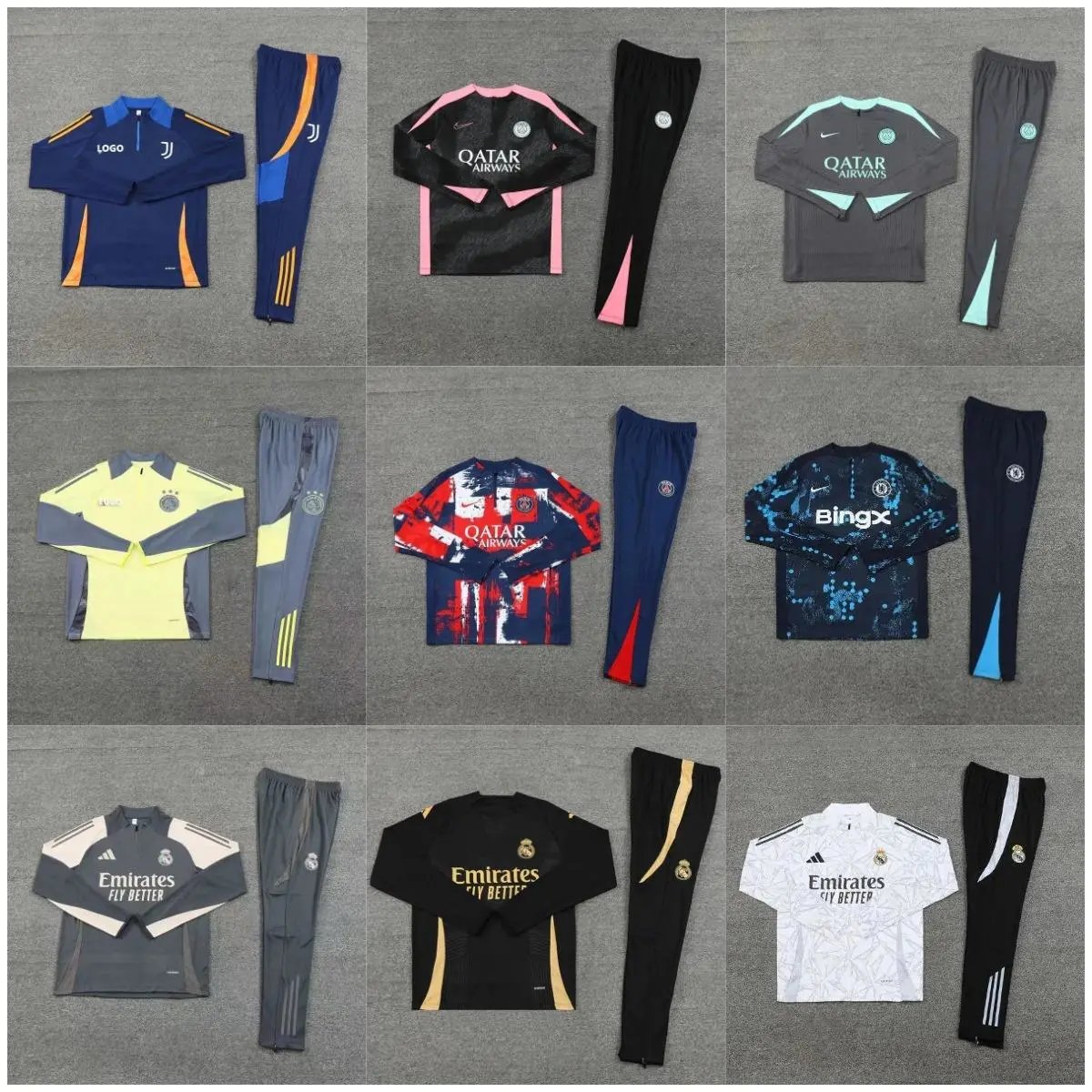 ZB00-Real Madrid Soccer Training Half-Zip Jersey Set (No Returns or Exchanges) WhatsApp +86 13256727890