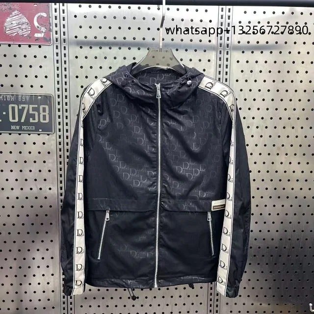 Unbranded Jackets Hooded zip-up jacket with monogram print and contrast sleeve tape product detail image 3