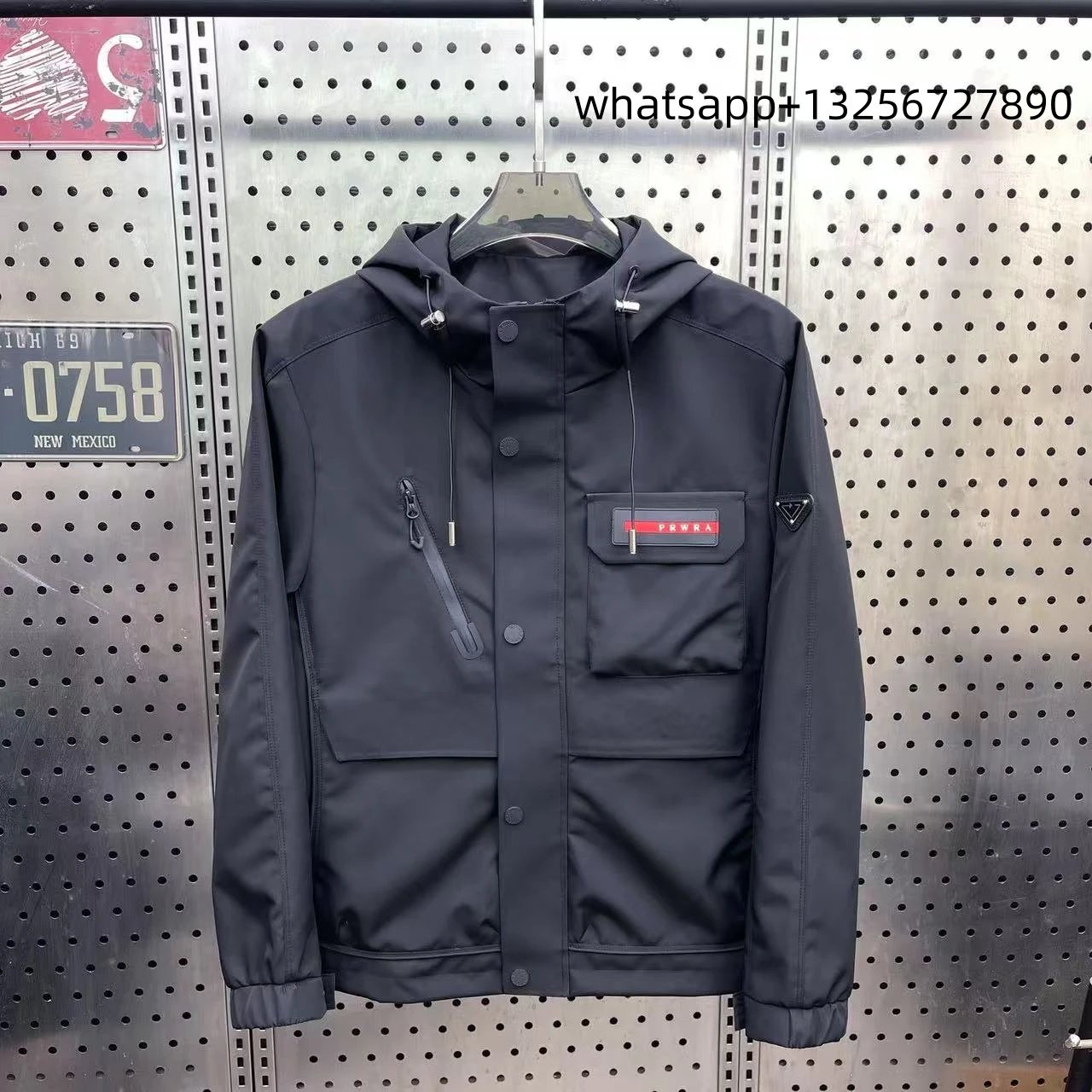 Unbranded Jackets Hooded zip-up jacket with monogram print and contrast sleeve tape image 4