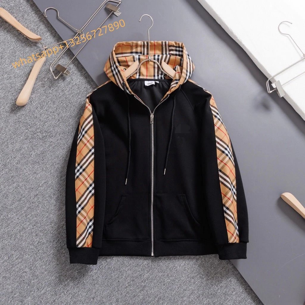 Unbranded Jackets Hooded zip-up jacket with monogram print and contrast sleeve tape — Burberry37