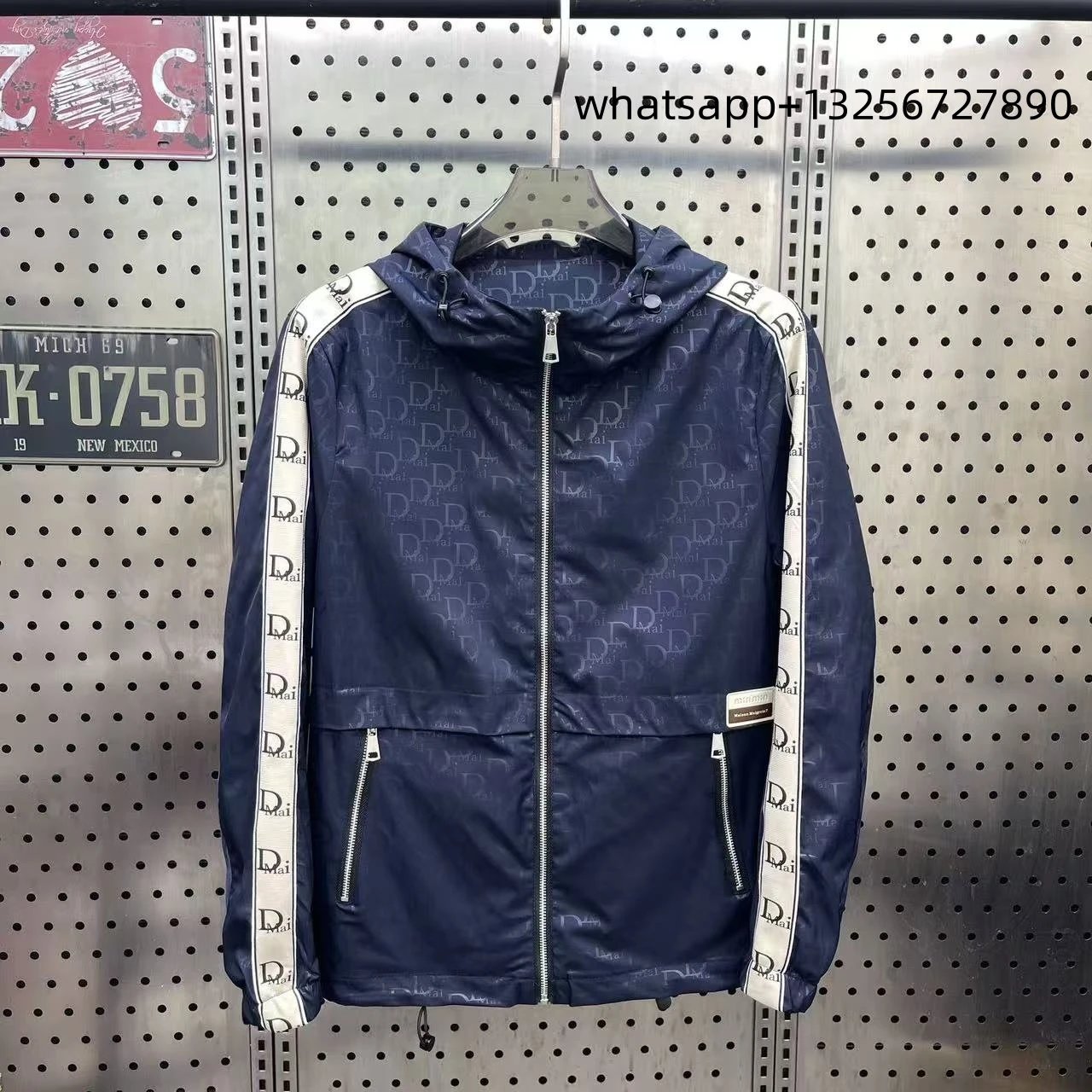 Unbranded Jackets Hooded zip-up jacket with monogram print and contrast sleeve tape — Dior1
