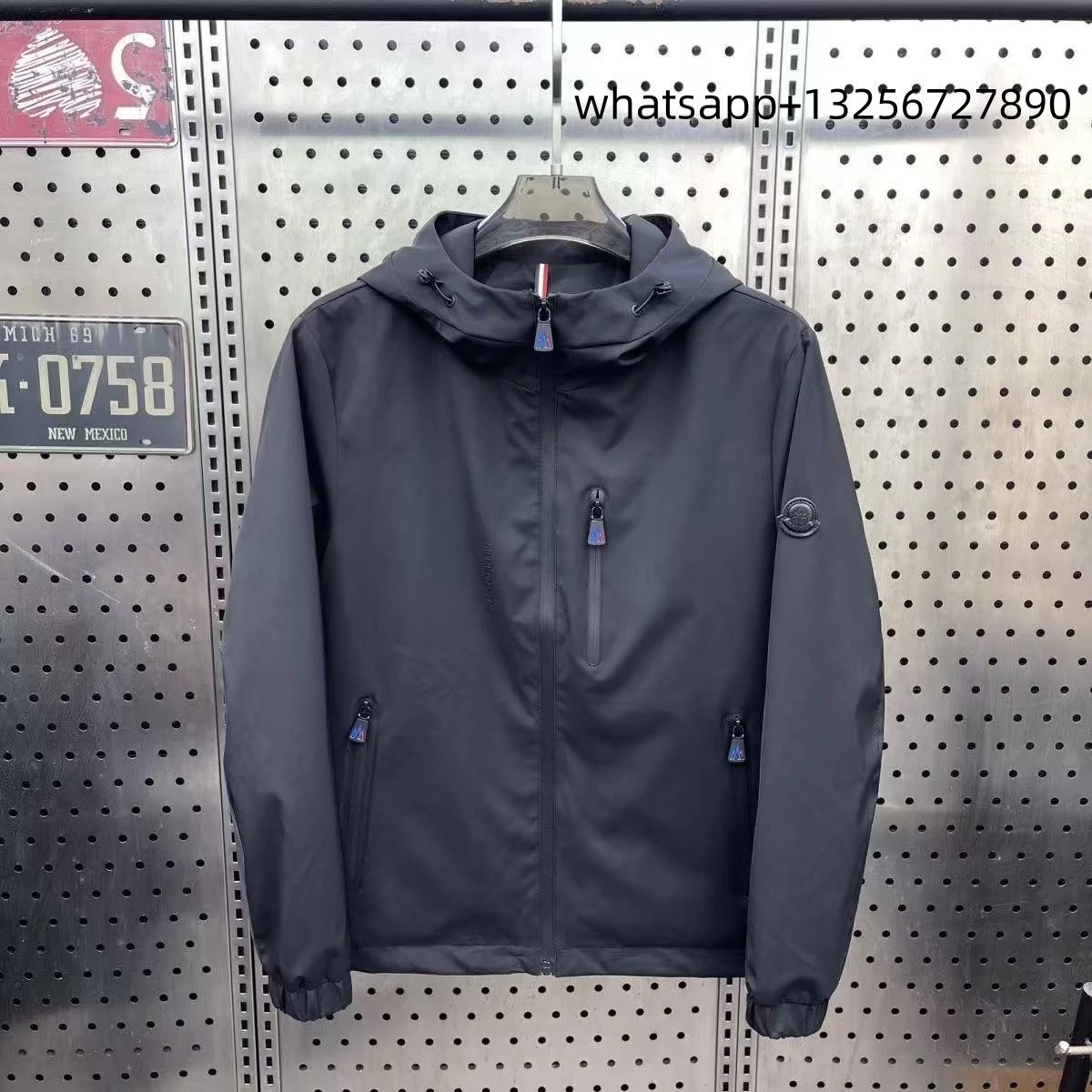 Unbranded Jackets Hooded zip-up jacket with monogram print and contrast sleeve tape — Moncler15