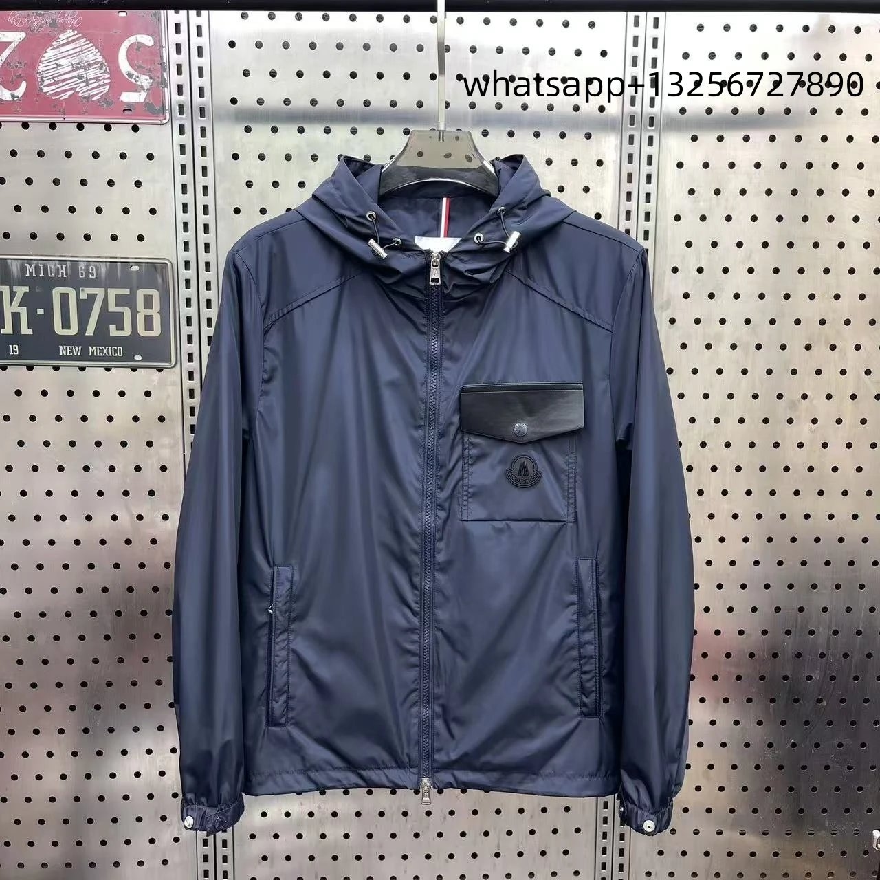 Unbranded Jackets Hooded zip-up jacket with monogram print and contrast sleeve tape — Moncler19