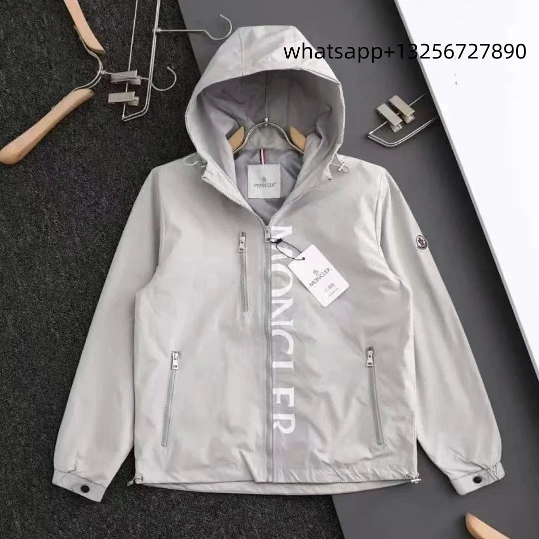 Unbranded Jackets Hooded zip-up jacket with monogram print and contrast sleeve tape — Moncler24