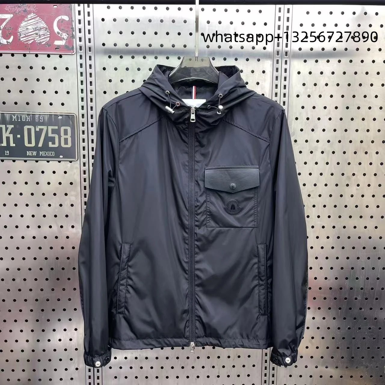Unbranded Jackets Hooded zip-up jacket with monogram print and contrast sleeve tape — Moncler20