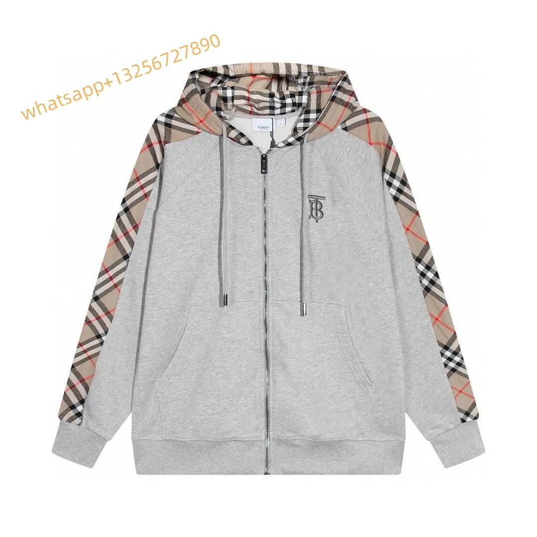 Unbranded Jackets Hooded zip-up jacket with monogram print and contrast sleeve tape — Burberry35