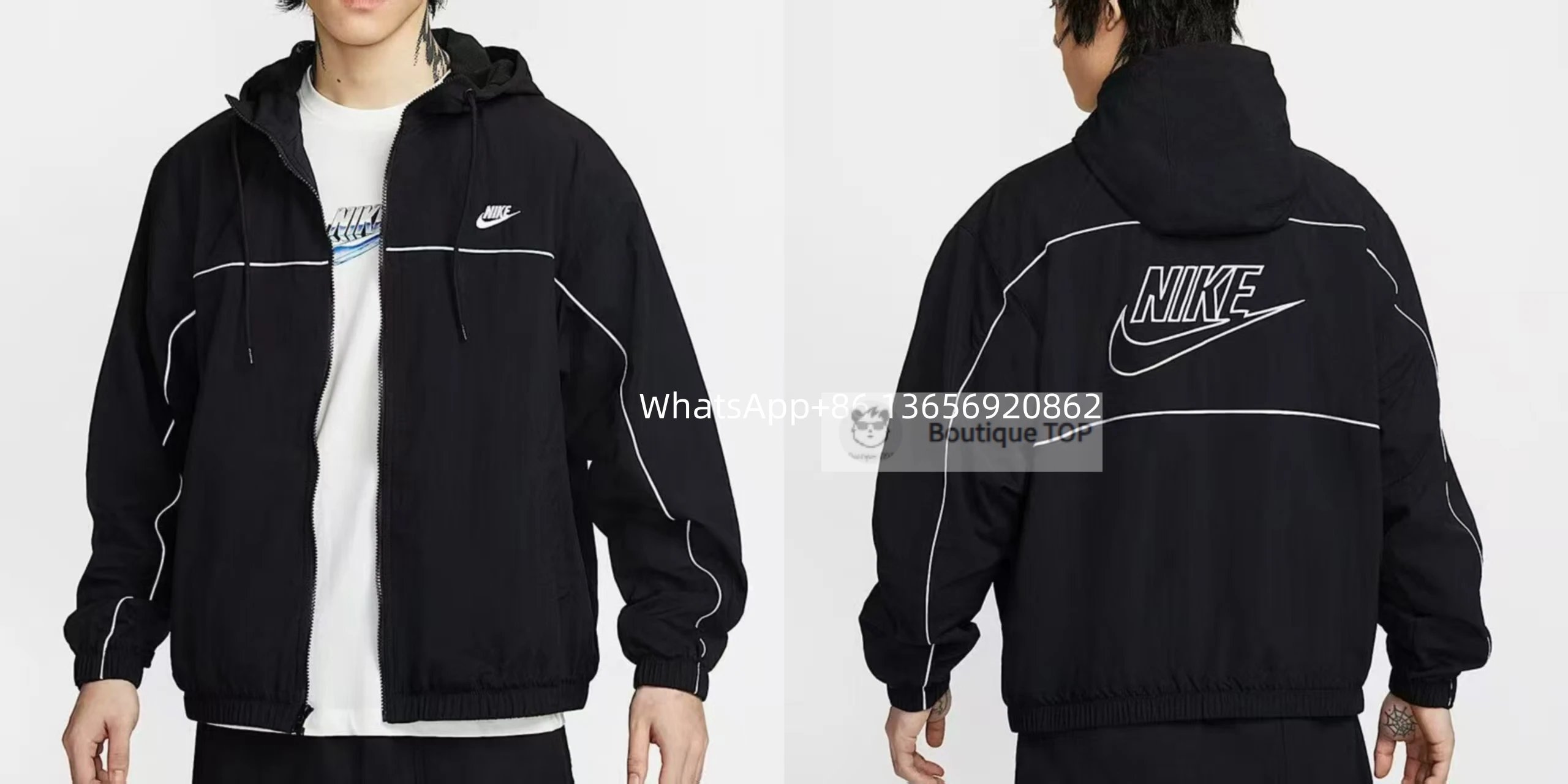 Nike Jackets Color-Block Zip-Up Jacket — 8-Black Coat