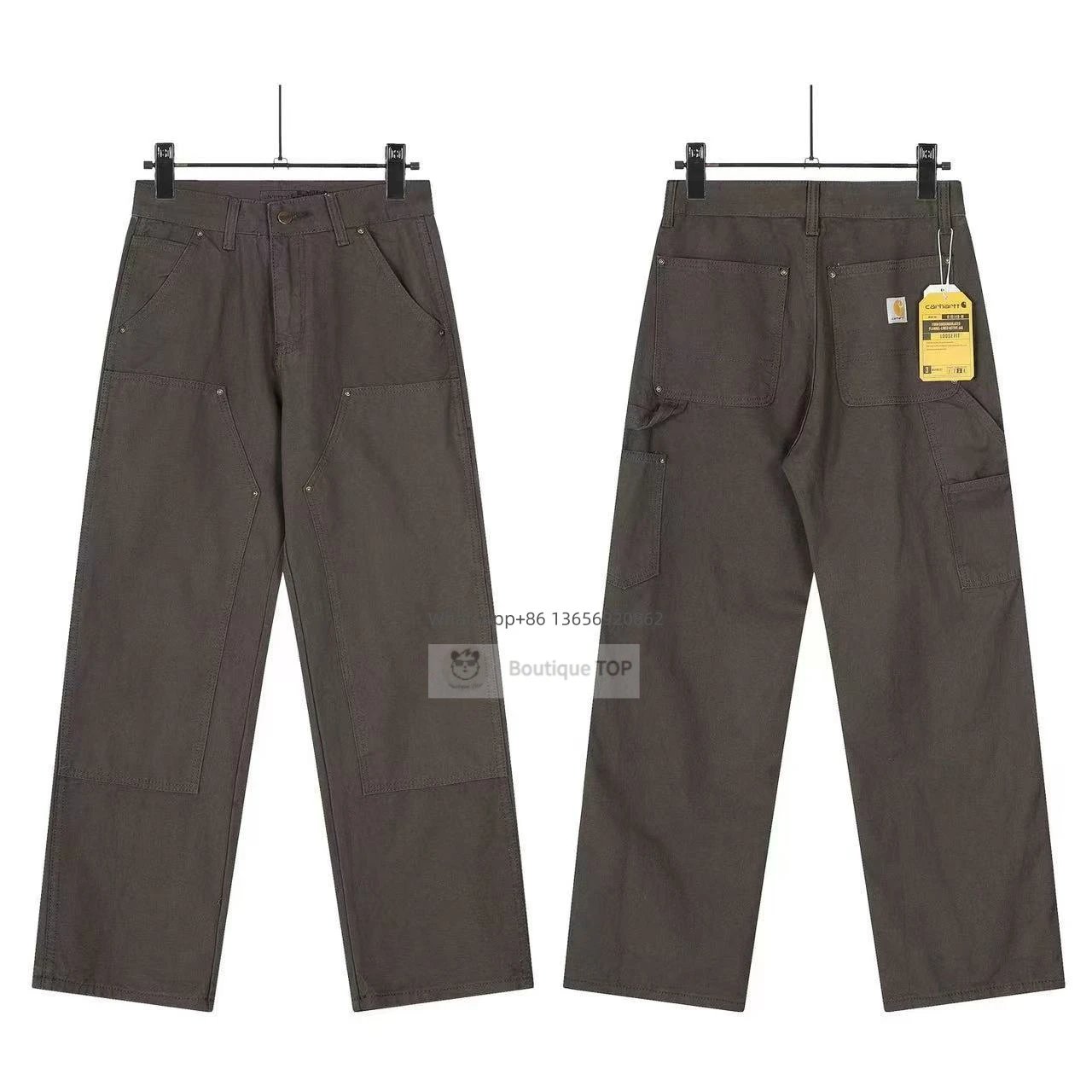 Custom Distressed Chain-Adorned Wide-Leg Jeans Blue - 7