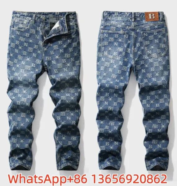 Design All-Over Print Spider Logo Denim Jeans Blue - 1