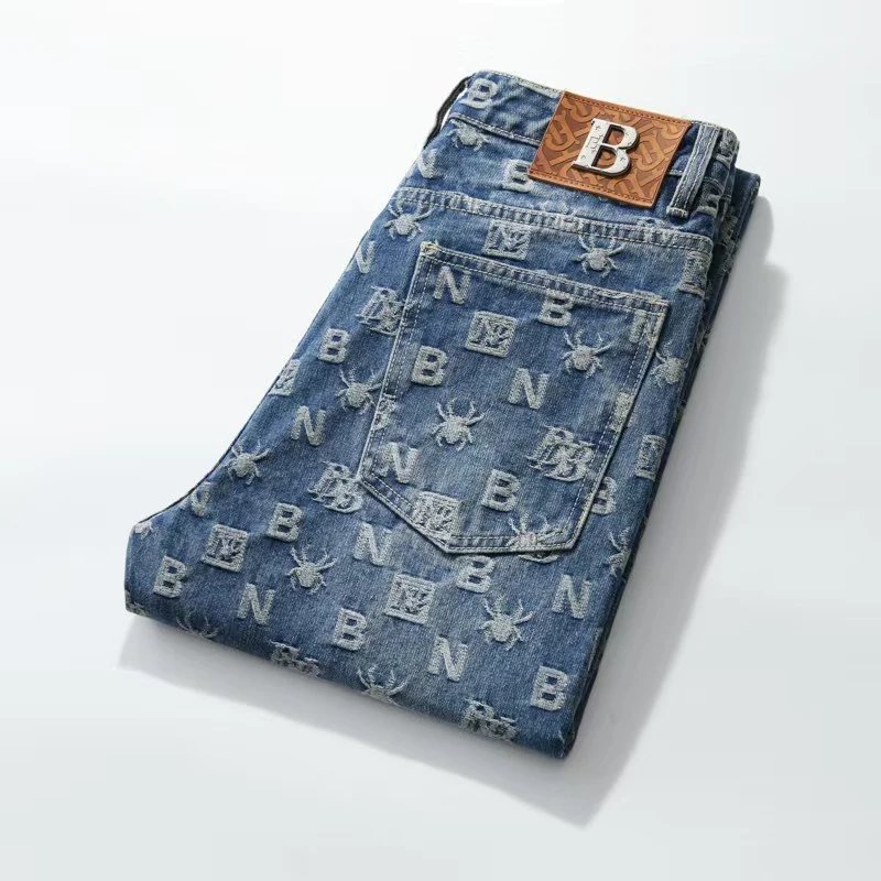 Design Embroidered Horse Motif Slim Fit Blue Jeans - 8