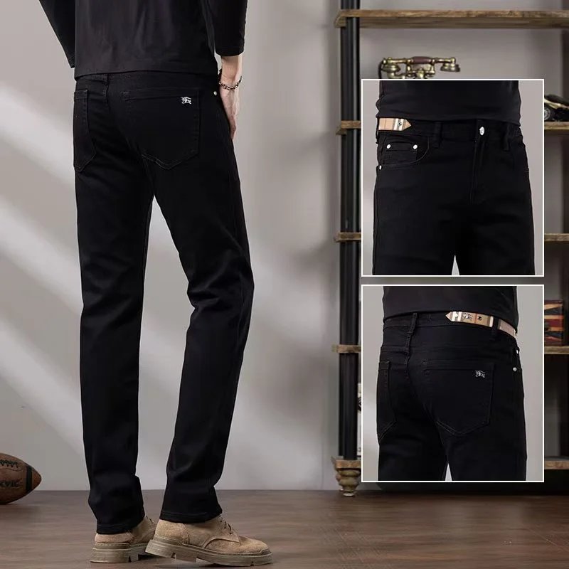 Design Embroidered Horse Motif Slim Fit Blue Jeans - 4