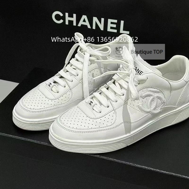 Chanel White Leather Low Top S