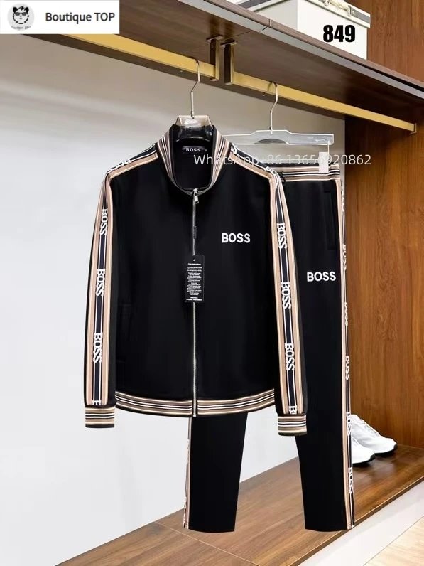 Hugo Boss Hugo Boss Tracksuit Set in Black with Beige Accents Black