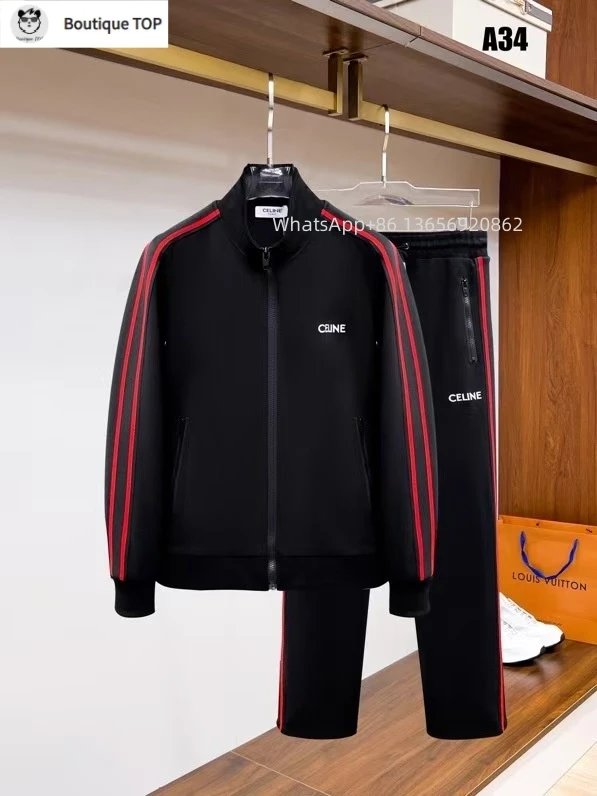 Celine Celine Black & Red Tracksuit Set Black