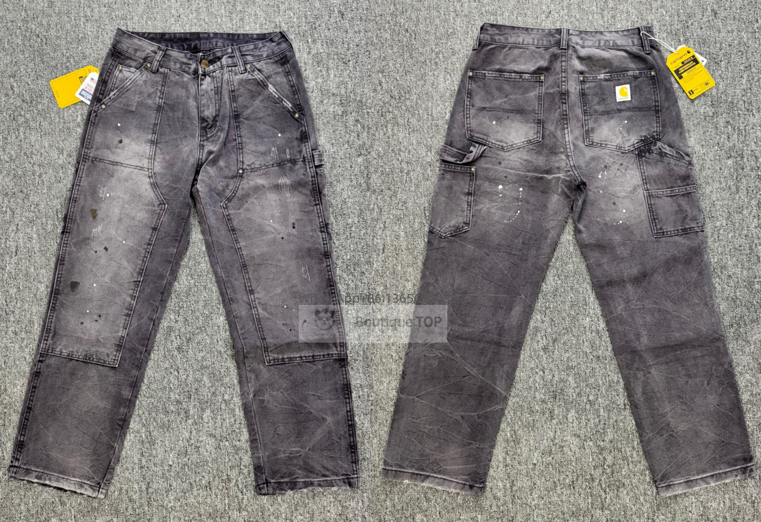 Custom Distressed Chain-Adorned Wide-Leg Jeans Blue - 5