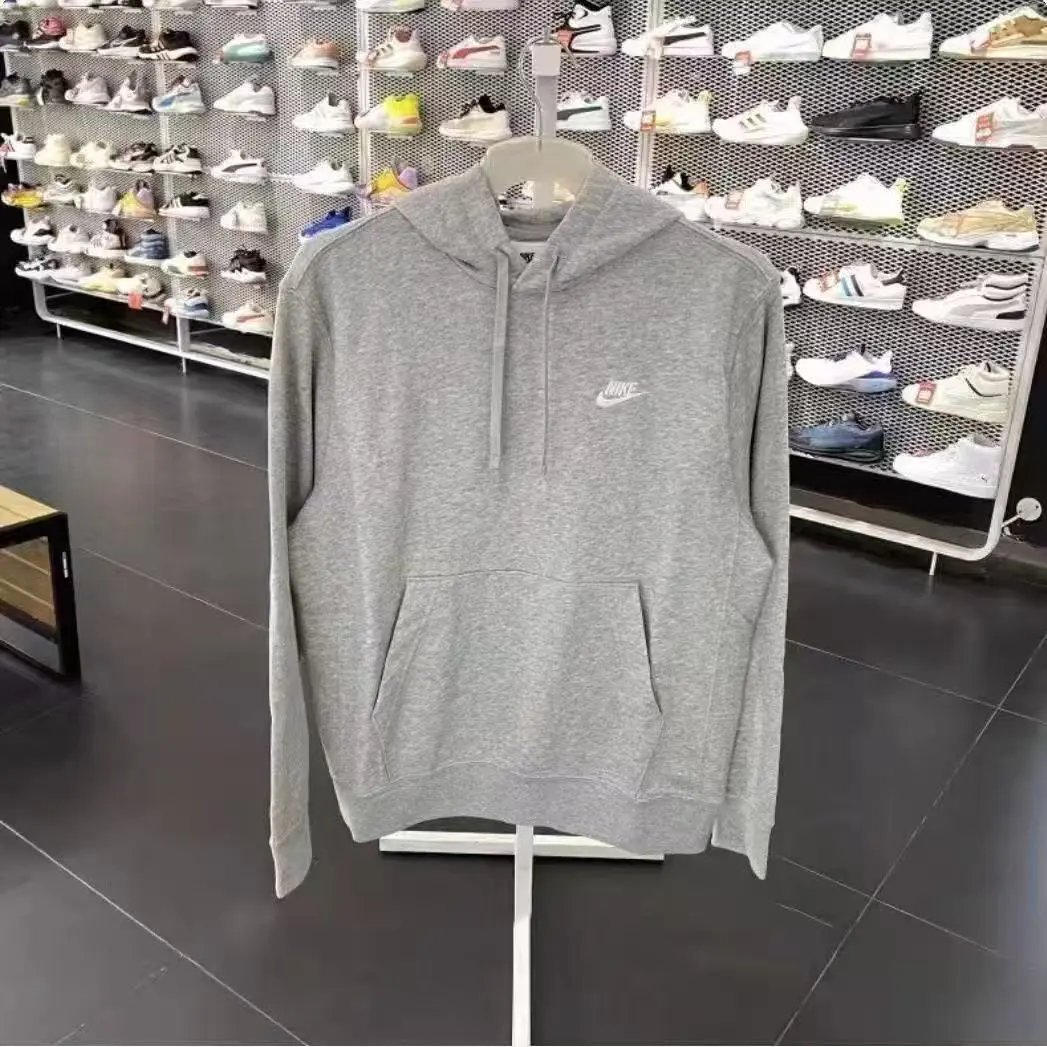 刺绣灰色连帽衫