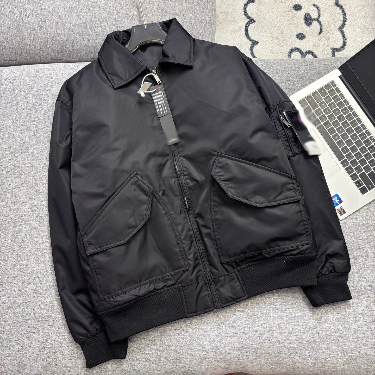 Unbranded Jackets 5190 collared bomber jacket with flap pockets — 08 black