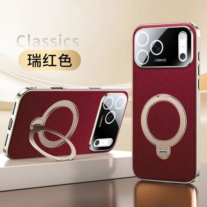 瑞红色（360°）旋转磁吸支架自带镜头膜