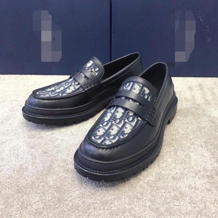 Dior Leather Shoes Monogram Panel Lug-Sole Loafers image 3