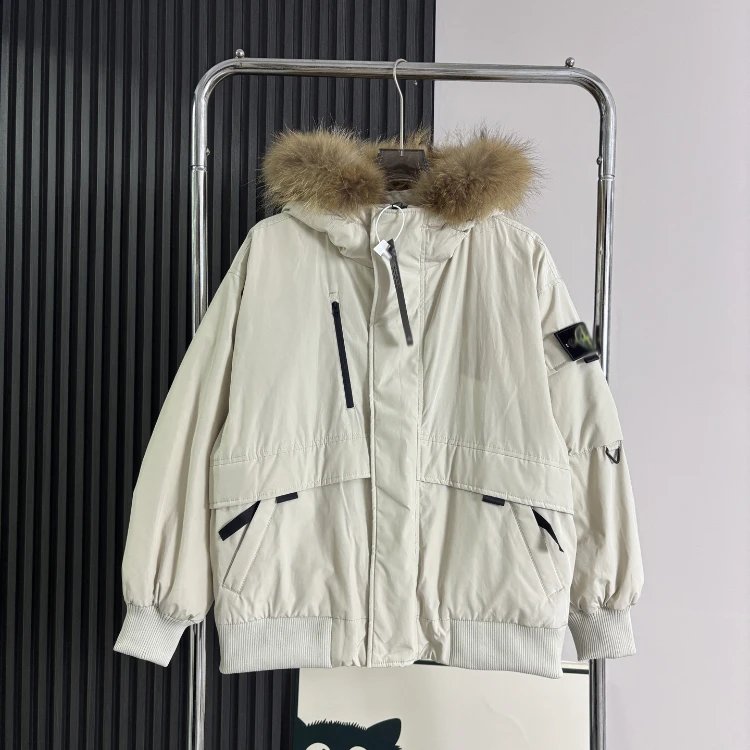 Unbranded Down Jackets STD90 fur-trim hood — SKU-02-39 Beige