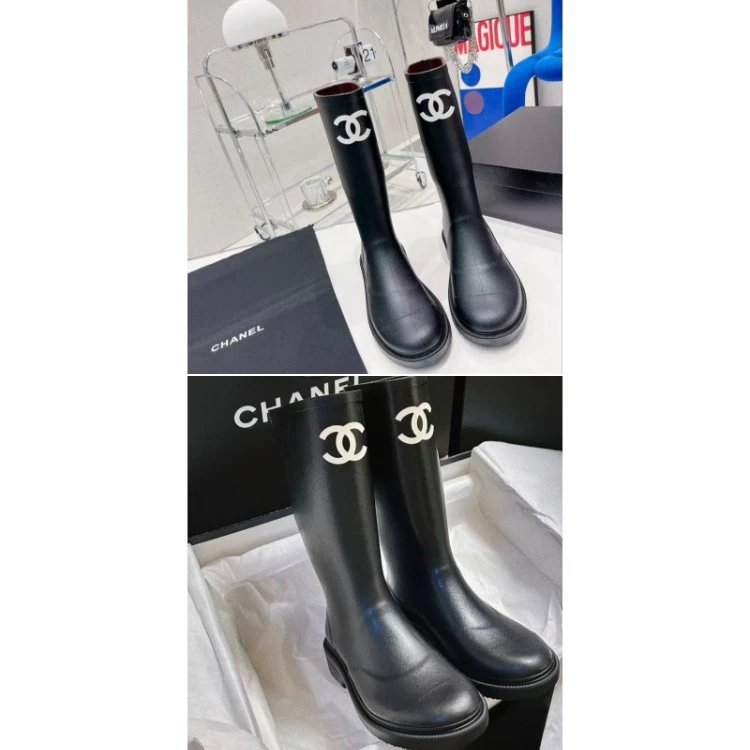 Chanel CC Logo Rain Boots