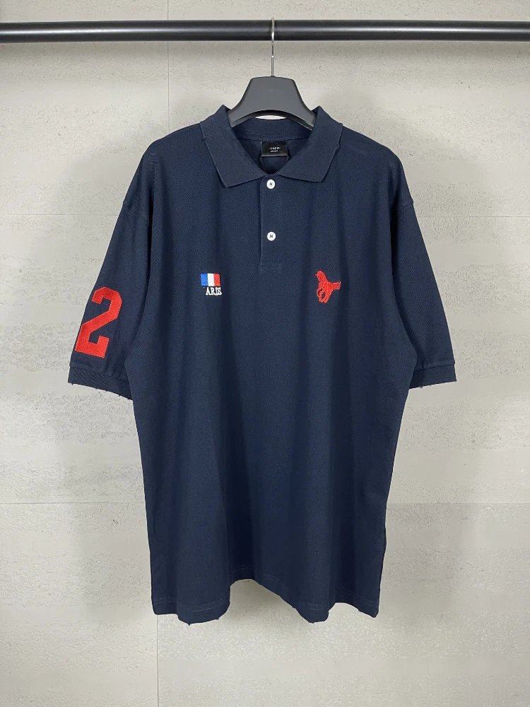 Balenciaga Paris Flag Equestrian Logo Oversized Polo Shirt - 008356
