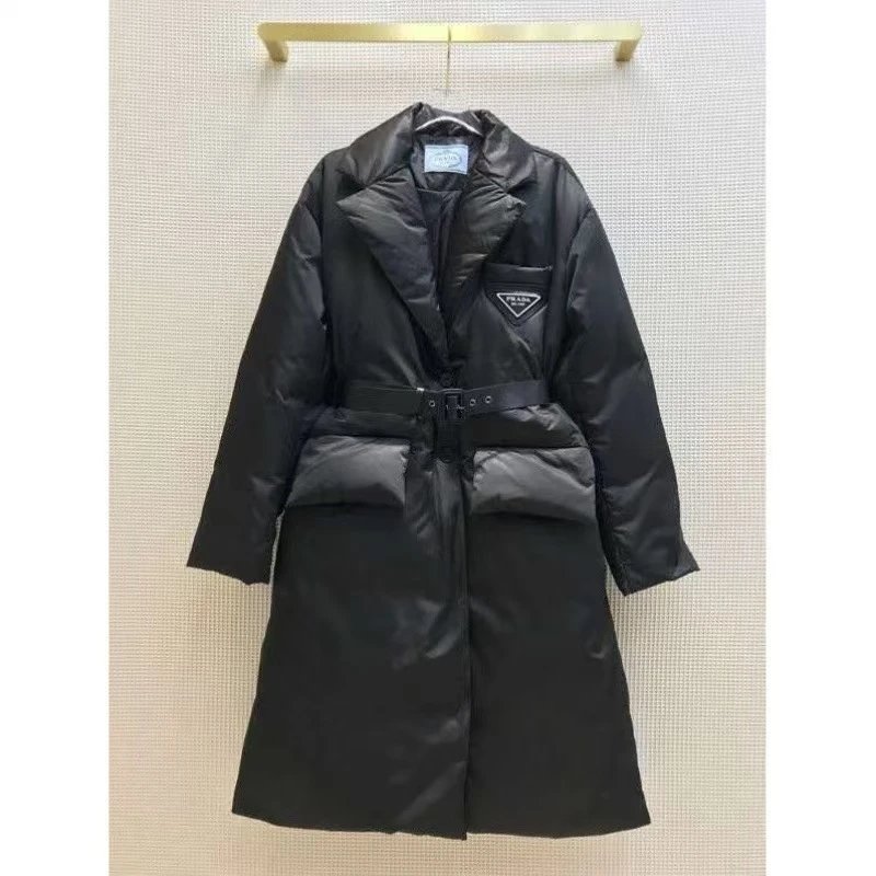 Prada Down Jackets Belted puffer jacket with flap pockets image 2