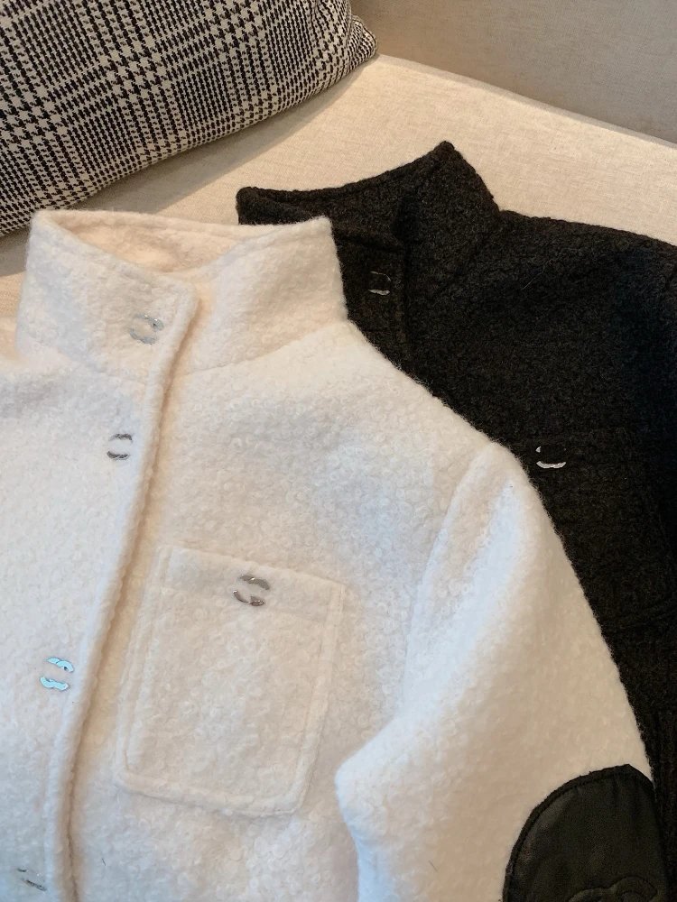 CC Tweed Stand Collar Jacket