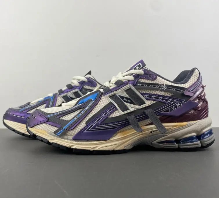 New Balance Sneakers Low-Top Lace-Up — purple gray apricot