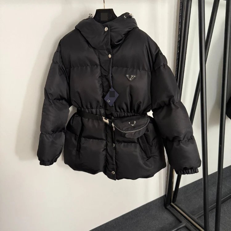 Prada Triangle Logo Belted Puffer Jacket