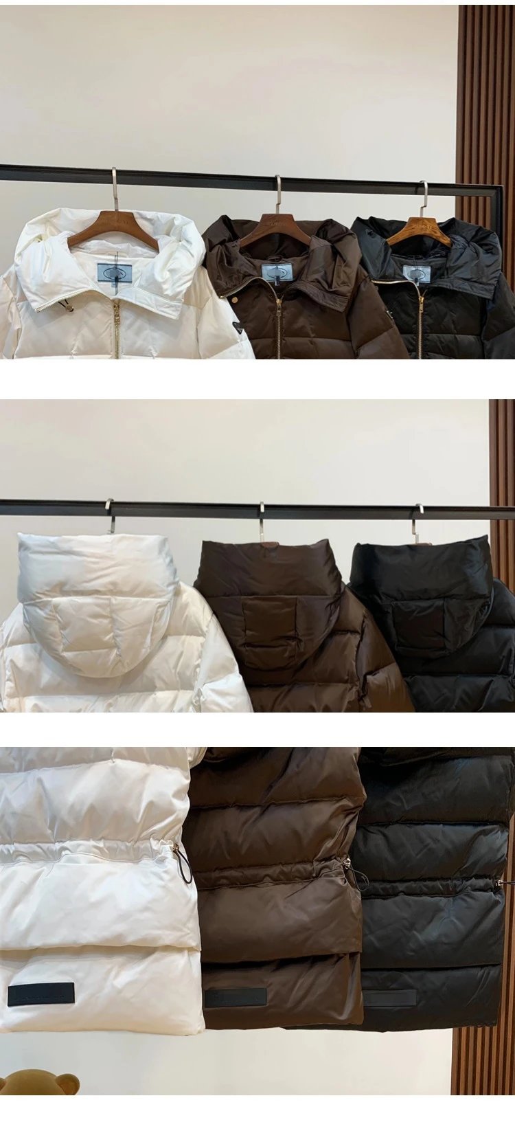 Unbranded Down Jackets Hooded short puffer jacket with drawstring cuffs image 6