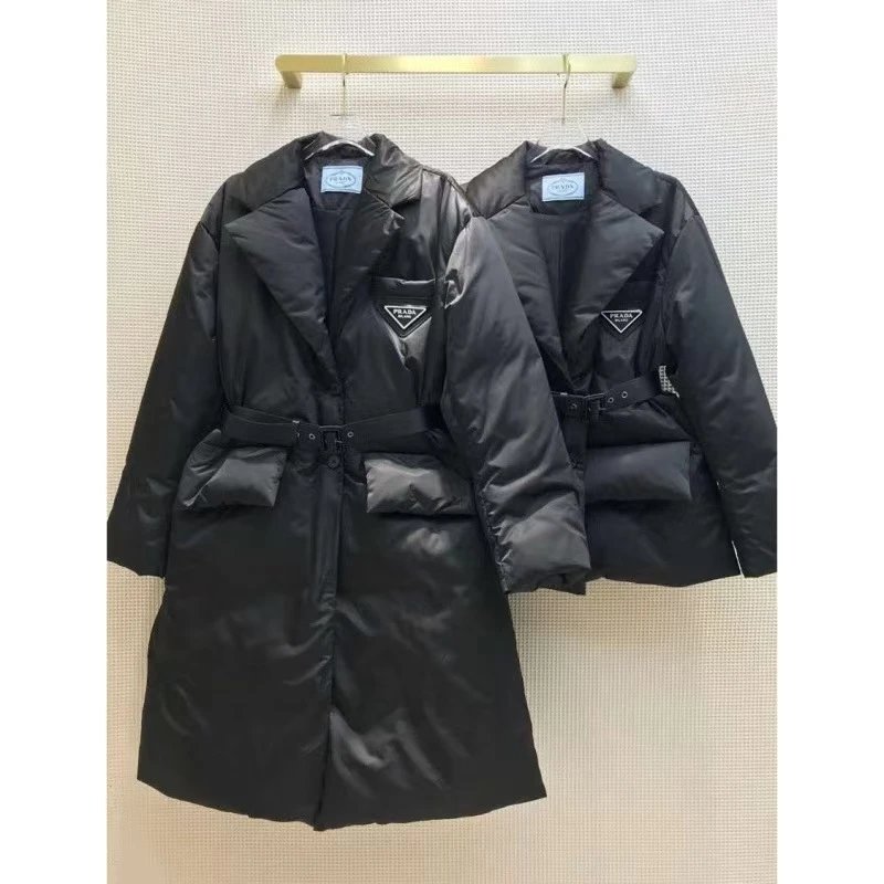 Prada Triangle Logo Belted Puffer Jacket