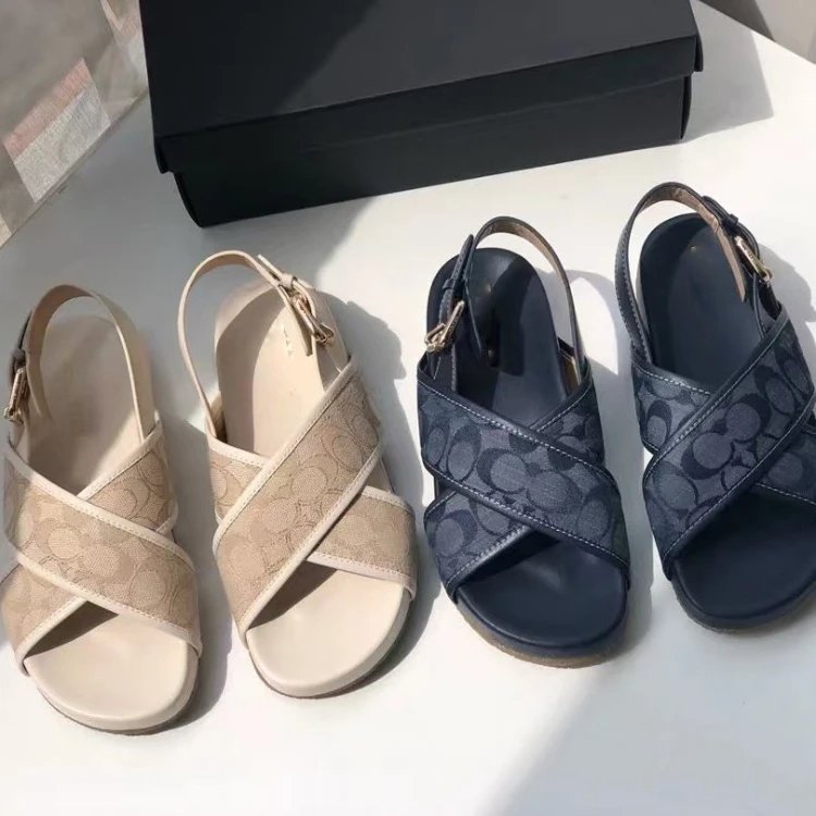 Coach Signature Cross-Strap Slide Sandals - 004856