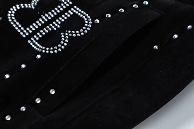 Balenciaga Jackets Rhinestone Velvet Zip Jacket product detail image 4