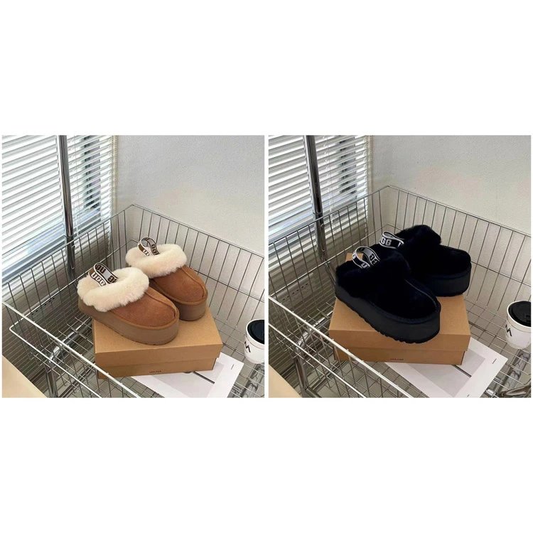 UGG Tazz Thick Sole Shearling Lined Back Strap Slide Mules