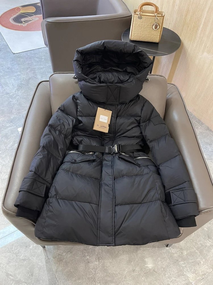 Unbranded Down Jackets Hooded Belted Long Puffer Jacket image 2