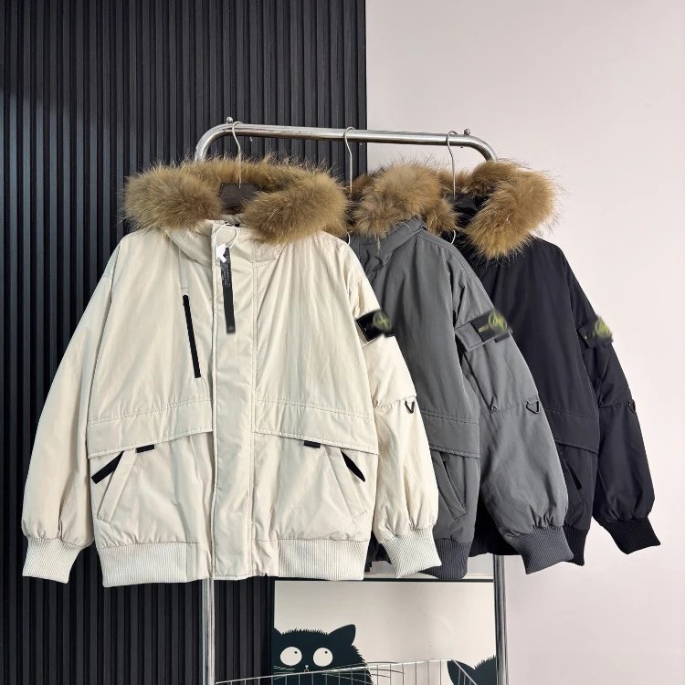 Stone Island Fur Trim Down Jacket