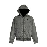 Unknown Brand Distressed Denim Hooded Bomber Jacket