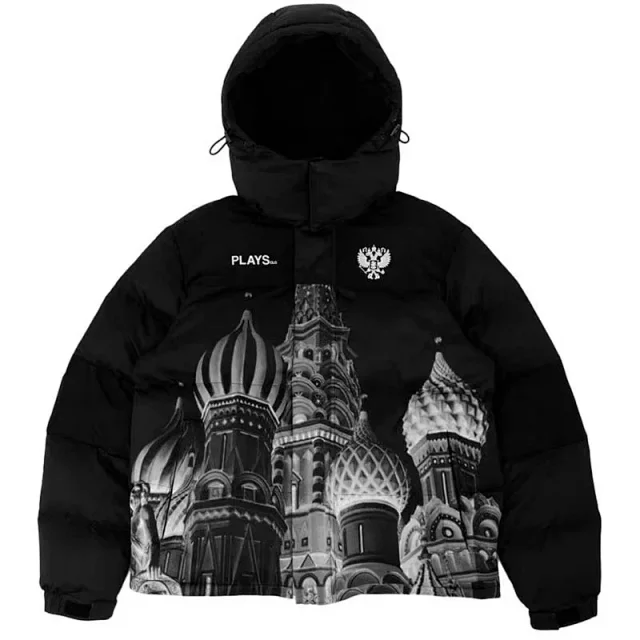 PLAYS CLO Down Jackets 5127 Hooded Printed Puffer Jacket product detail image 4