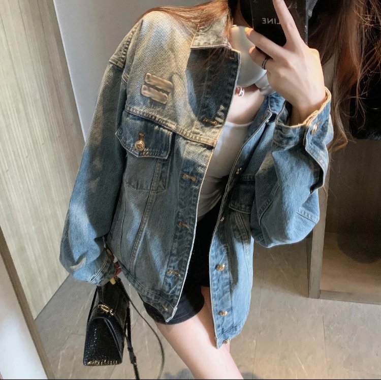Miu Miu Oversized Distressed Denim Jacket - 007473